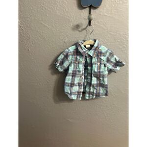 Boys blue plaid‎ short sleeve button up size 2T
